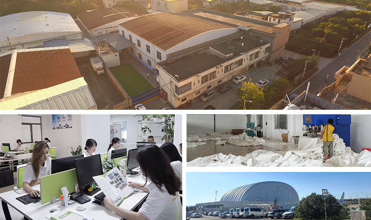 广州充奇充气机库与巨型充气帐篷生产工厂鸟瞰图